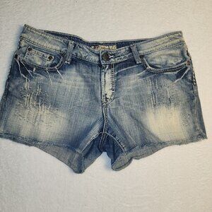 BKE Denim Sabrina Jean Shorts Womens Size 32 Lightwash Distressed